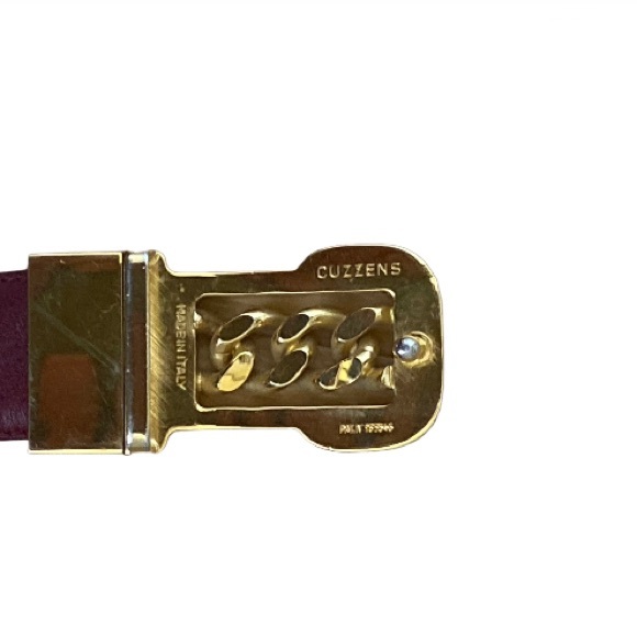 CUZZENS Gold Buckle Brown Leather Italian Made Belt 38” Long main image 4